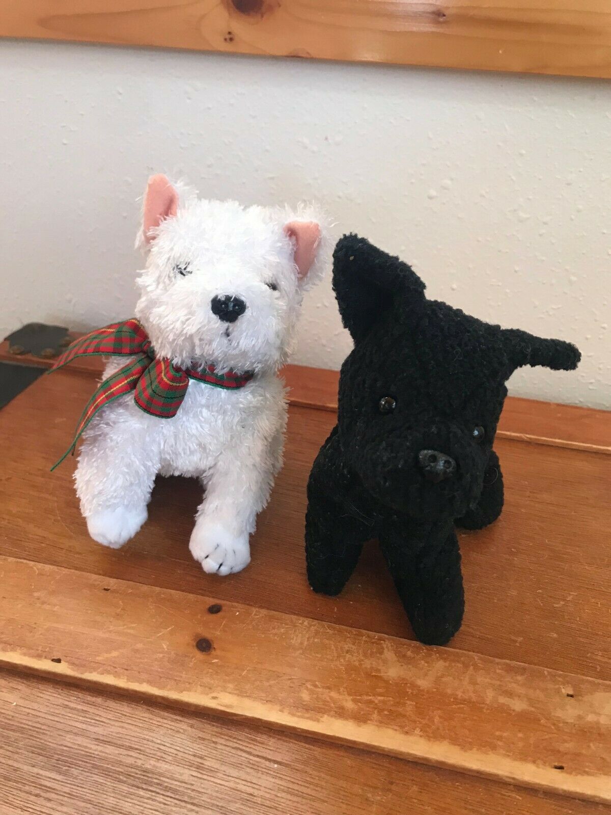 Gently Used Lot of 2 Ty Plush Black Scottie & White Kirby Puppy Dog Stuffed Anim - £9.83 GBP