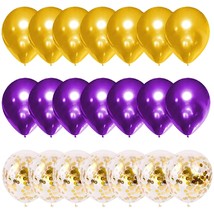 50Pcs Pear Purple Gold Balloons Set, 12 Inch Gold Purple Premium Latex Balloons  - £17.68 GBP