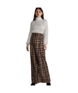 Unique Vintage Dark Academia Style Brown Plaid Wide Leg Pants Size 14 - $44.55