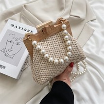 Ave straw shoulder bag for women 2022 summer wooden top handle clip bag luxury designer thumb200