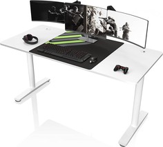 It&#39;S_Organized Gaming Desk, 60 Inch White I Shaped Computer Desk Pc Gamer Desk - £198.04 GBP