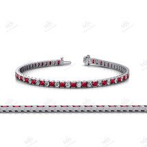 Wedding Gift 4CT Ruby &amp; Cubic Zirconia Channel Set Tennis Bracelet in 925 Silver - £143.84 GBP