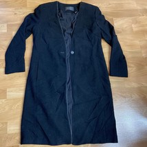 Dana Buchman Womens Overcoat Black Wool Blend Button Tweed Pockets Size 8 - £18.13 GBP