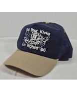 Vintage Get Your Kicks on Route 66 CAMEO Hat Cap Tan Navy Blue Snapback - $27.28 CAD