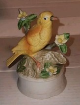 Vintage Porcelain Bird in Flowers Music Box Only Have Eyes For You Simple Minds - $16.99