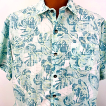 Van Heusen Hawaiian Aloha XL Shirt Floral Leaves Blue Green Tropical - $37.49