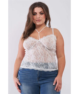 Women&#39;s Plus Size Sleeveless Sheer Lace Halter Neck Detail Bustier Top - $14.00