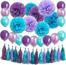 Purple Teal Party Decorations for Bridal Wedding Shower Birthday Women - £40.37 GBP