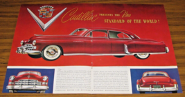 1948 Print Ad Cadillac Red with White Sidewall Tires Standard of the World - $20.68