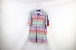St Croix Mens Large Rainbow Striped Color Block Short Sleeve Golf Polo Shirt - £39.38 GBP