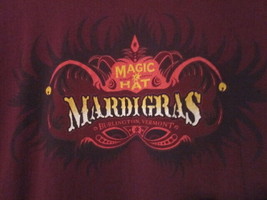 Nwot - Magic Hat Mardi Gras Logo Burgundy Size L Double-Sided Short Sleeve Tee - £12.53 GBP