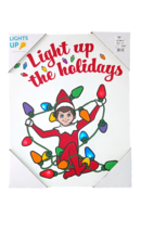 Christmas Elf on the shelf Scout light up wall hanging canvas picture 14&quot; x 11&quot; - £31.34 GBP