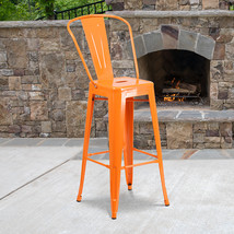 30&quot; Orange Metal Outdoor Stool CH-31320-30GB-OR-GG - £58.80 GBP
