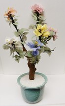 Oriental Asian Jade Tree Bonsai Agate Sculpture Floral 20&quot;x 10&quot; Vintage - £79.07 GBP