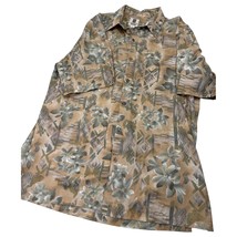 Tori Richard Men Hawaiian Shirt Cotton Lawn Floral Beige Lightweight Large L - £19.09 GBP