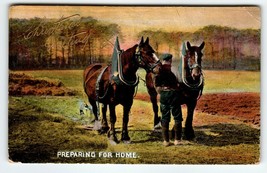 Christmas Postcard Horses Rustic Country Preparing For Home Wildt &amp; Kray Germany - £23.54 GBP