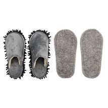 Detachable Mop Slippers (Grey, M 9-11, W 11-12) with replacement pads - £18.31 GBP