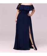 Ever Pretty Women&#39;s Plus Size Chifon Off Shoulder, Slide Split Navy Blue... - $61.74 CAD