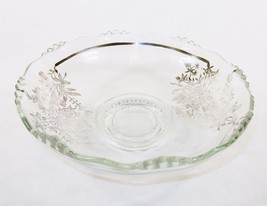 11&quot; Silver Overlay Glass Bowl ~ Hobnail Base &amp; Raised Bubble Rim, Floral Pattern - £51.26 GBP