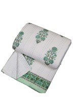 INDACORIFY Indian Beautiful Kantha Quilt Hand Block Cotton Floral Printed Blanke - £63.94 GBP