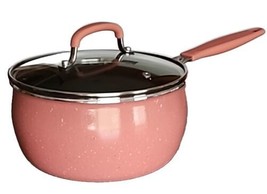 Pioneer Woman ~ Frontier Speckle Coral ~ 2.5 Qt. ~ Nonstick ~ Saucepan With Lid - £26.15 GBP