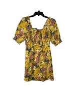 Sanctuary Womens Yellow Floral Mini Dress Puff Sleeve Boho Chic Sundress... - $21.48