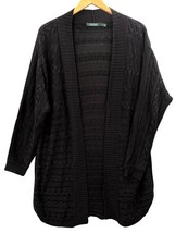 Ralph Lauren Cable Knit Black Long Cardigan Duster Cotton Blend Size Large - $518.50 MXN