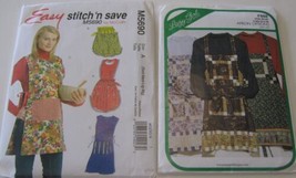 2 Sewing Pattern 9 Aprons Long Short Half Full Cover McCall M5690 Lazy Girl F888 - $12.36