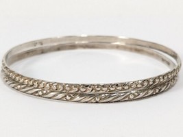 Sterling Silver Engraved Bangle Bracelets Lot Set Of 2 One BEAU Vintage 12.36g - £18.72 GBP