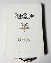 Vintage Holy Bible KJV Masonic Holman Edition Eastern Star White Morocco Leather - £18.67 GBP