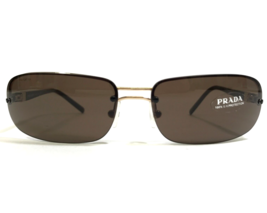PRADA Sunglasses SPR 59H 5AK-BC1 Brown Gold Wrap Frames with Brown Lenses - £104.78 GBP
