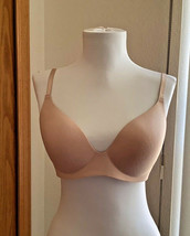 LUCKY BRAND Plunge T-Shirt Bra #71222 Beige Molded Padded Cups WireFree Sz 34C - £8.08 GBP