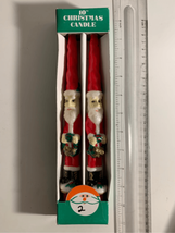 Christmas Vintage Taper Candles-Santa Wreath Holiday Decor NOS Wax - £9.86 GBP