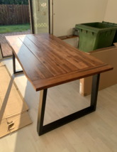 NEW Large Solid Acacia Wood Kitchen Dining Table Industrial Rustic Wooden Wood - £374.49 GBP