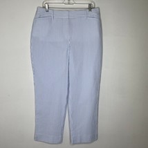 Talbots Curvy Perfect Crop Pants Curvy Blue White Seersucker Stripe Size 10 - $22.00