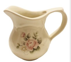 Pfaltzgraff Tea Rose Creamer Pitcher Stoneware Antique White w/pink Flowers - £13.80 GBP