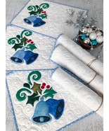 Quilted Christmas placemats, Christmas blue bells tablecloth, Xmas mats ... - $184.71 CAD