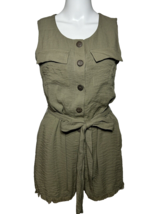 Fate Womens Sized Small Olive Green Sleeveless Ruffled Edge Romper Boho Belt - £13.48 GBP