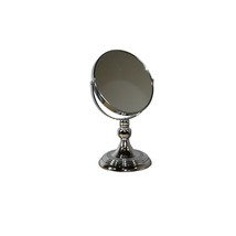 Silver Round Makeup Shaving Tabletop Metal Mirror - £32.44 GBP