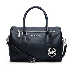 Michael Kors Sophie LG Top-Zip Leather Satchel Shoulder Bag $378 Navy #065 NWT - £143.38 GBP