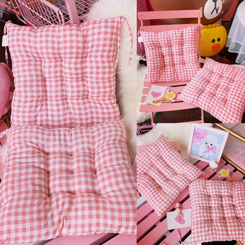 40x40cm Pink Lattice Office Chair Cushion Thickened Soft for Seat Mat Di... - $14.98