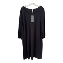 Marla Wynne Black Sweater Dress 1X Double Knit Scoop Neck Long Sleeve NWT - $42.00