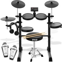 Pyle 8-Piece Electric Drum Set: Professional Electronic Drumming Kit Machine - £286.16 GBP