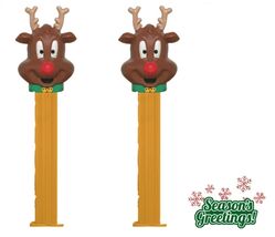 Set of 2 Christmas Holiday PEZ Dispensers &amp; Candy Reindeer New - $11.39