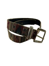 Vintage Womens Belt Size M L Tapestry Style Gold Tone Buckle Multi Color - £14.77 GBP