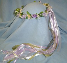 Head wreath -Carol -Soft sweet &amp; petite /shades of lavender, ivory faux ... - £39.96 GBP