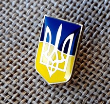 Ukrainian flag Tryzub Тrident Lapel Pin Blue and Yellow badge Gift Ukraine 0,6&quot; - £9.35 GBP