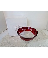 LENOX CRIMSON SPLENDOR BOWL RUBY CUT TO CLEAR GLASS BOWL ROMANIA NIB 6.25&quot; - $25.80 CAD