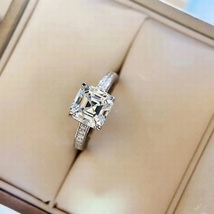  CZ AAA+White Moissanite Asscher Cut Solitaire With Accents  Wedding Engagement  - £43.15 GBP