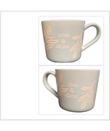 Threshold Blue Mug RISE &amp; SHINE Embossed Leaves Coffee Tea Stoneware Cup... - £14.09 GBP